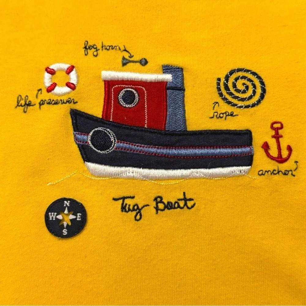 Vintage Carter’s Kids Tug Boat Nautical Graphic Tee Yellow Short Sleeve 12 Month
